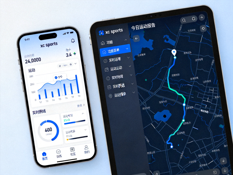 xc sports官方APP在手机和平板电脑上的界面展示截图